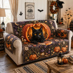 Pumpkin Portal Guardian Cat Sofa Cover