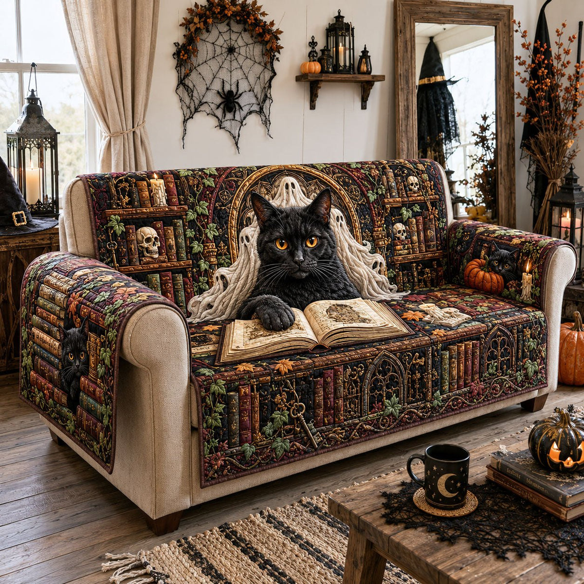 Ghost Keeper Library Cat Sofa Cover