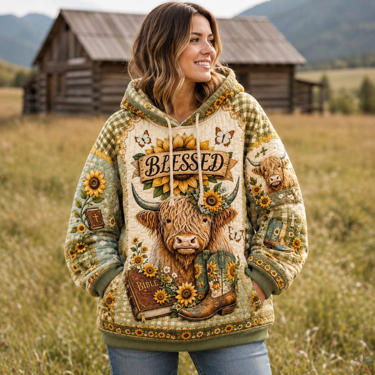 Blessed Country Faith hoodie, all-over print