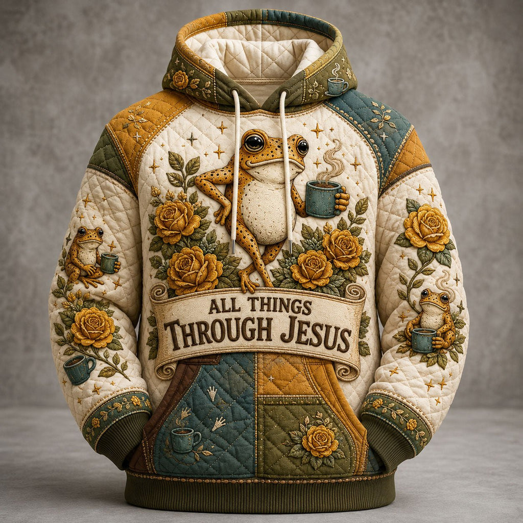 All Things Through Jesus hoodie, all-over print