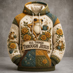 All Things Through Jesus hoodie, all-over print