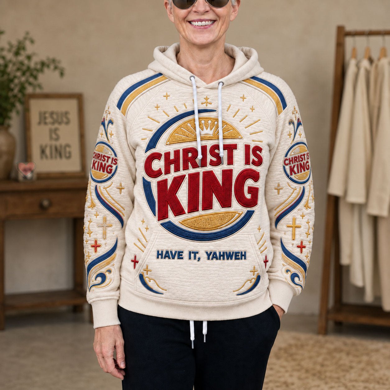 Christ Is King Forever hoodie, all-over print