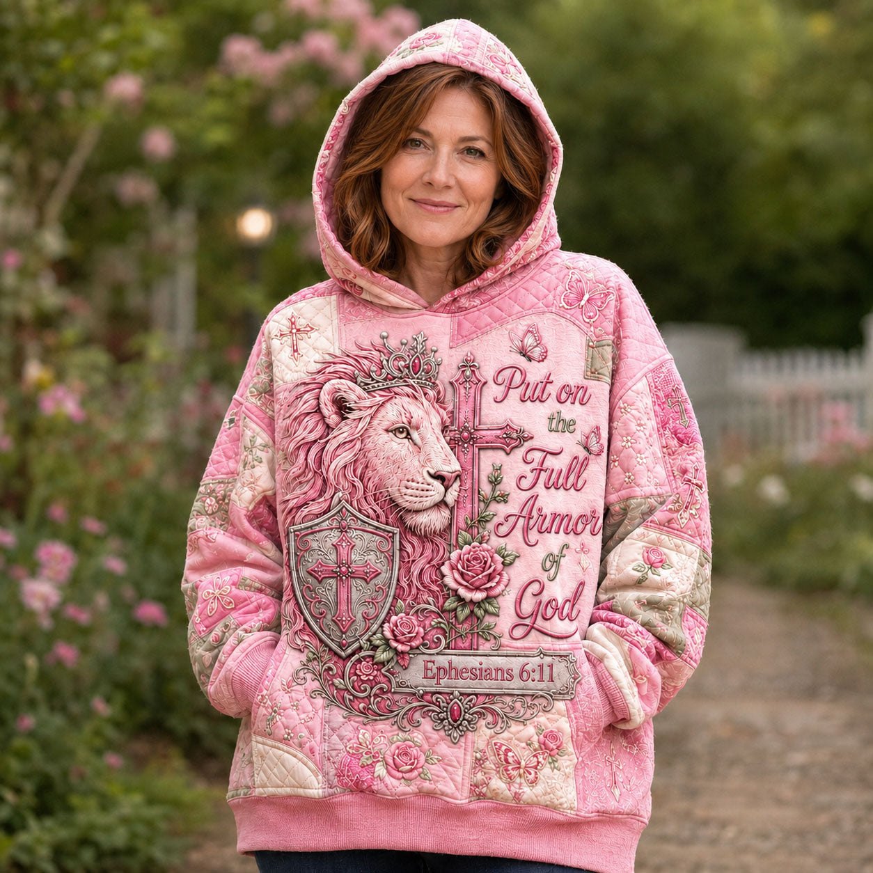 Lioness of Faith and Courage hoodie, all-over print