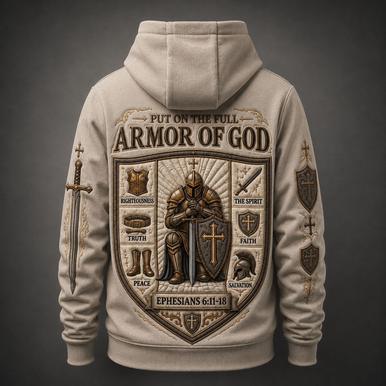 Guardian in the Armor of God hoodie, all-over print