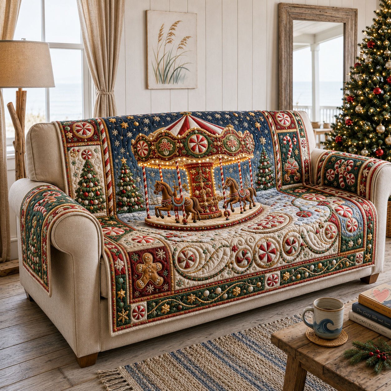 Christmas Carousel Wonderland Sofa Cover