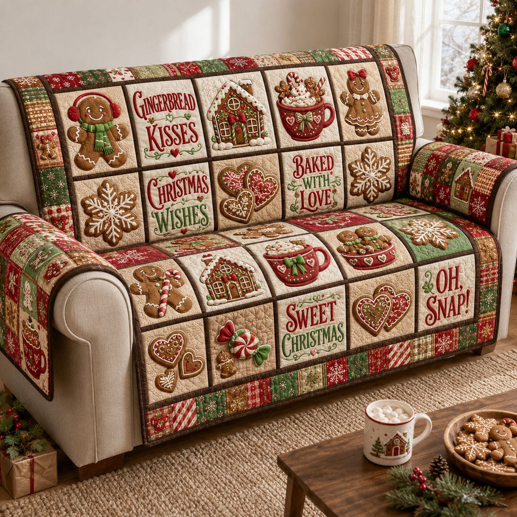 Gingerbread Kisses Christmas Sofa Cover