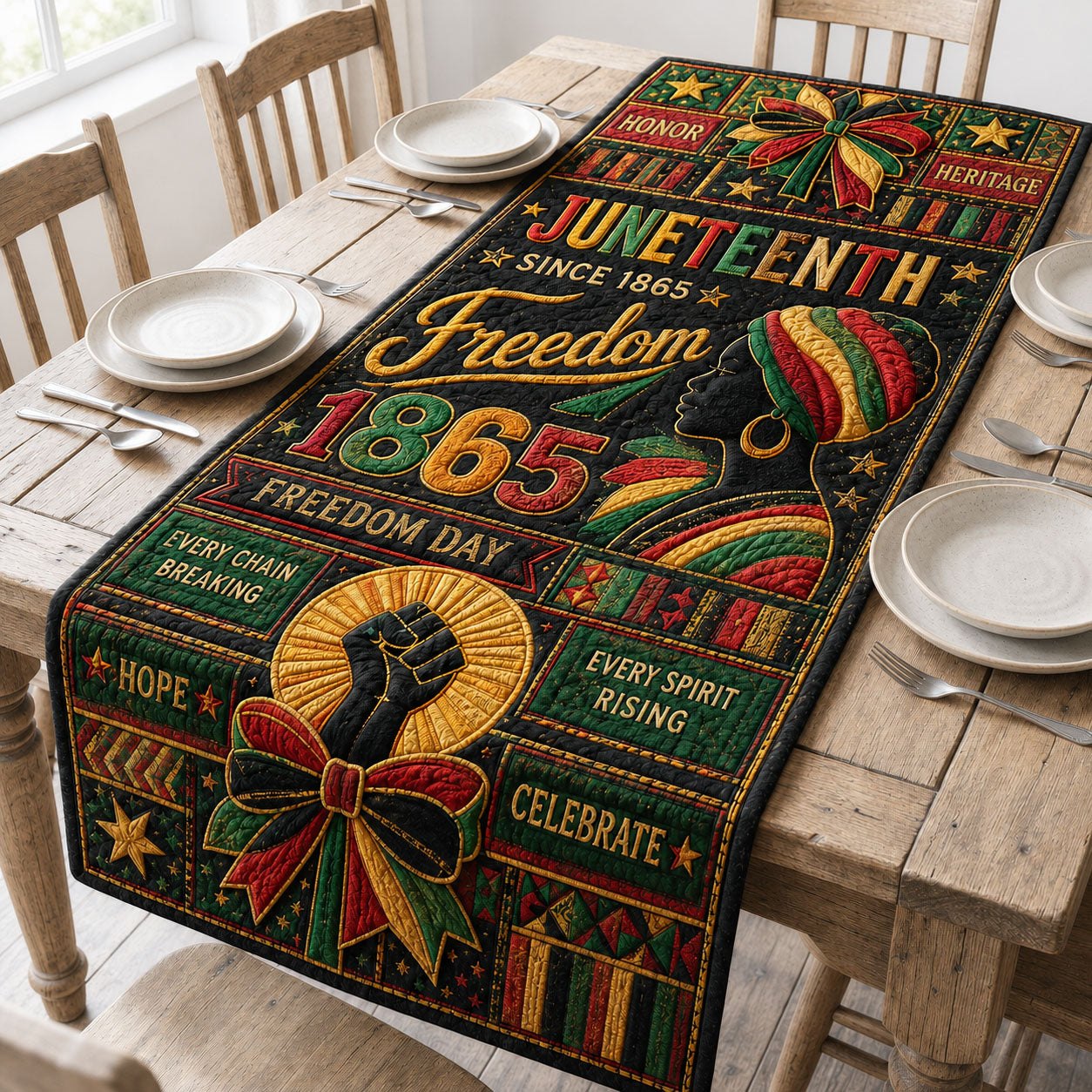 Juneteenth Freedom Ribbon Table Runner
