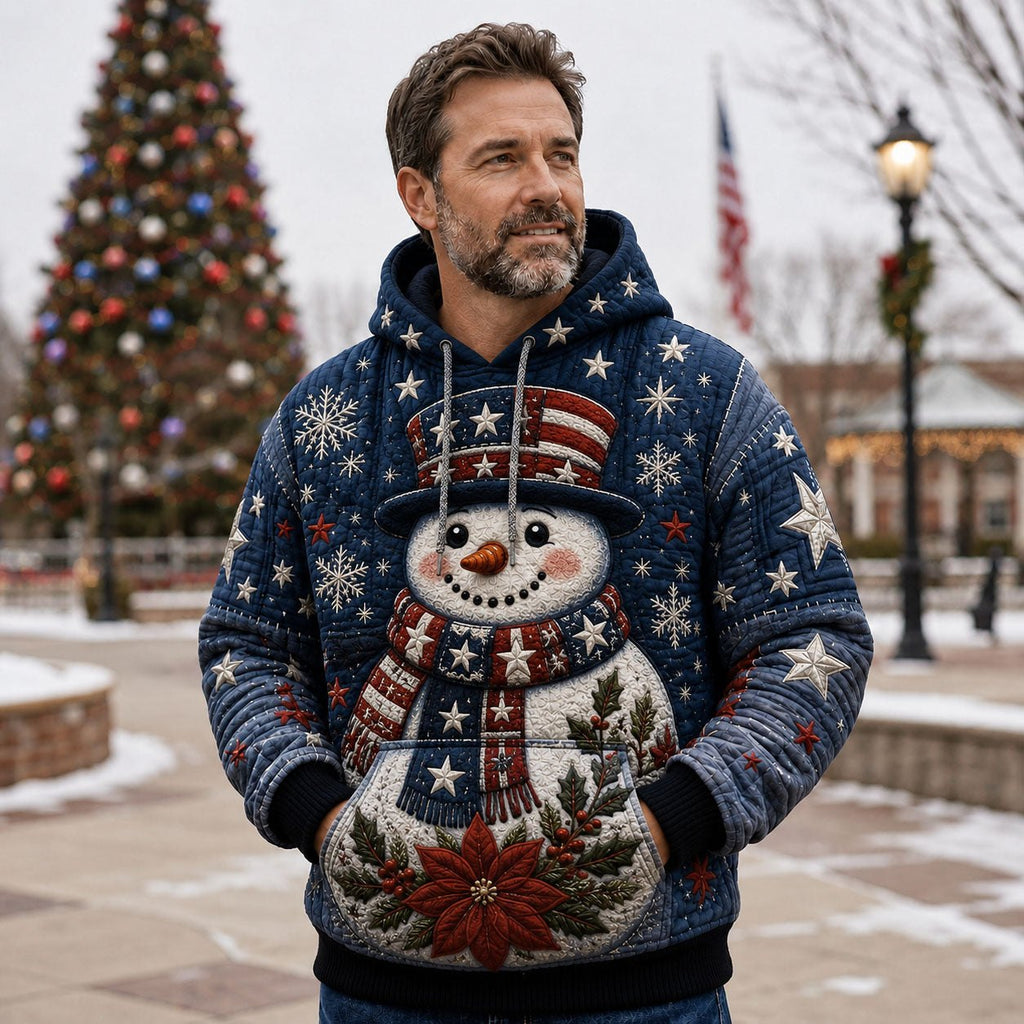 Patriotic Snowman Winter hoodie, all-over print