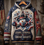Stars Stripes Snowy Nights hoodie, all-over print