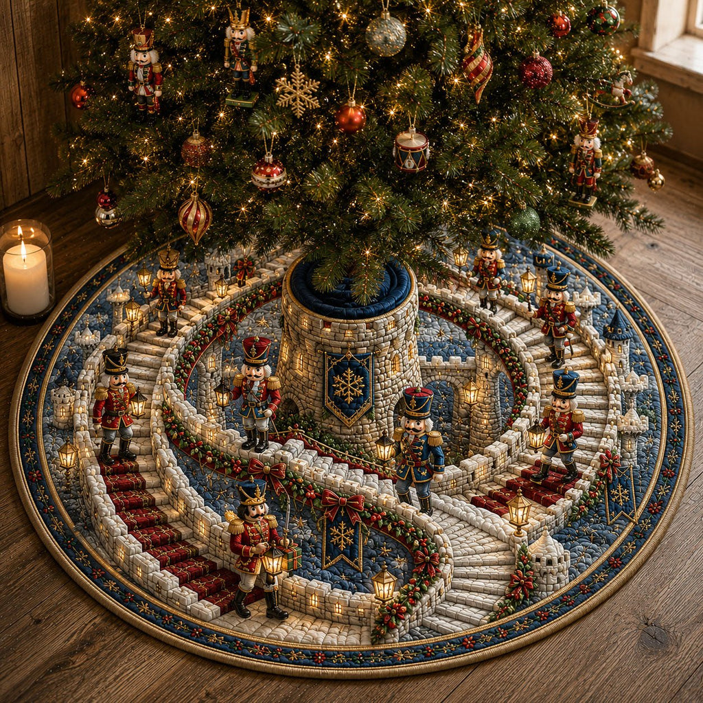Nutcracker Spiral Castle Journey Christmas Tree Skirt