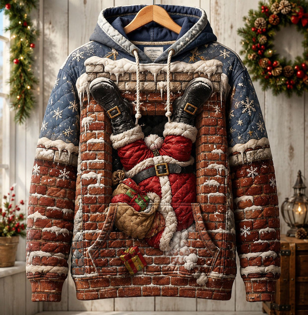 Santa Chimney Mishap hoodie, all-over print