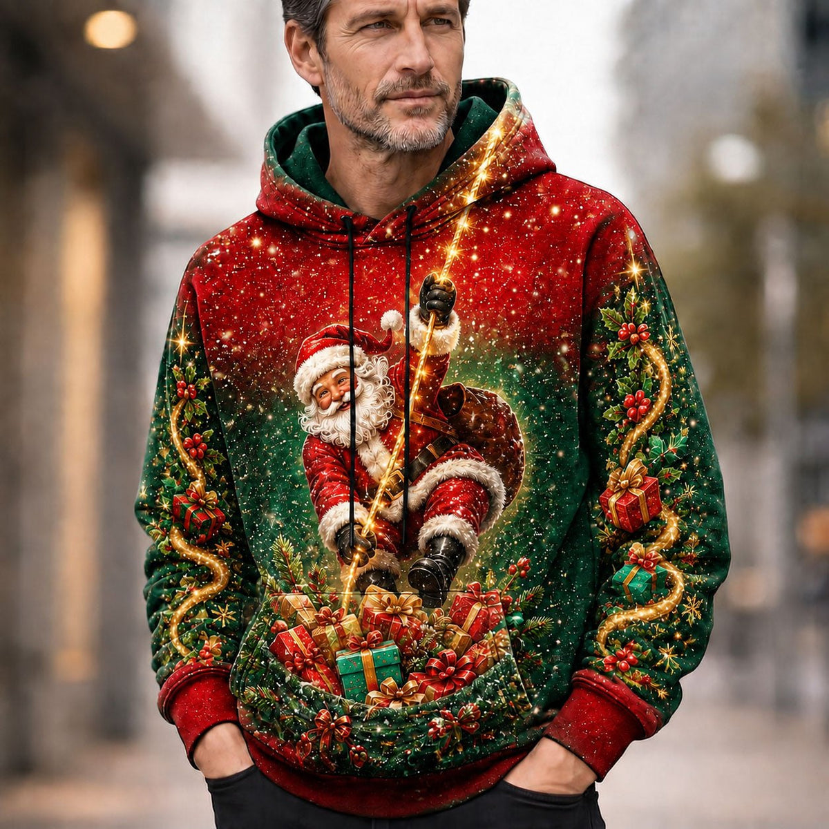 Santa Gift Rescue hoodie, all-over print