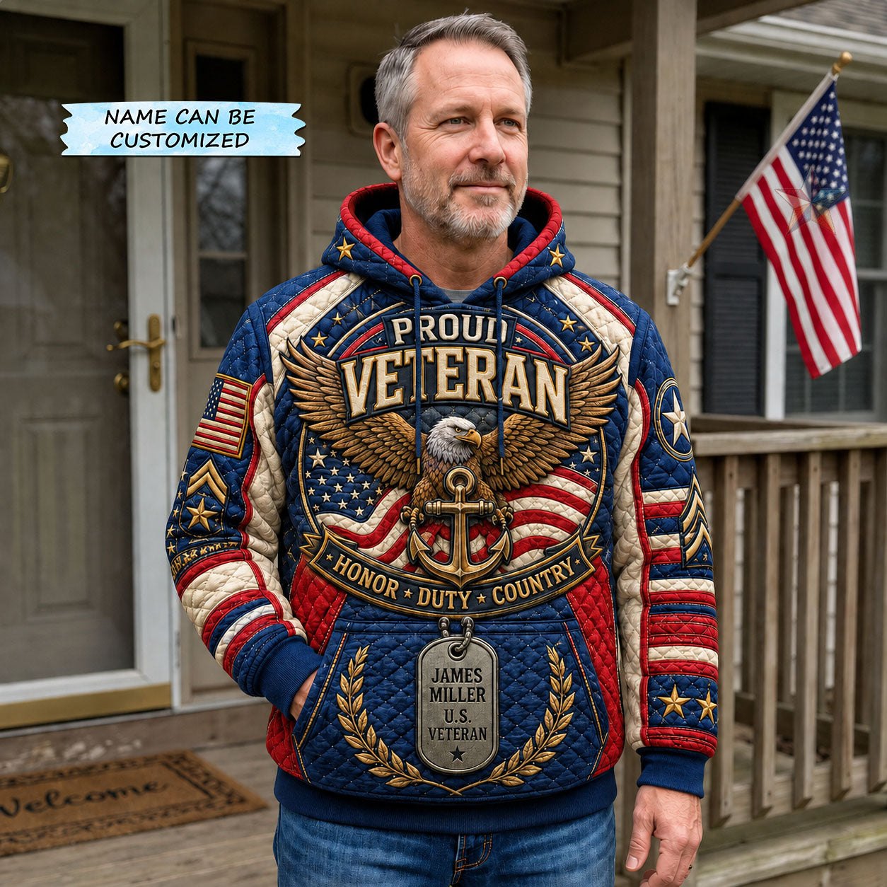 Proud Eagle of Honor Qtcuz hoodie, all-over print