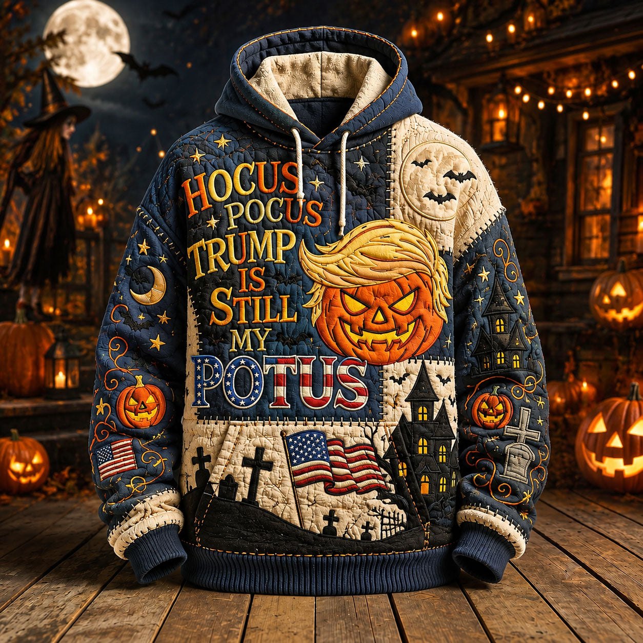 Hocus Pocus Pumpkin Patriot hoodie, all-over print