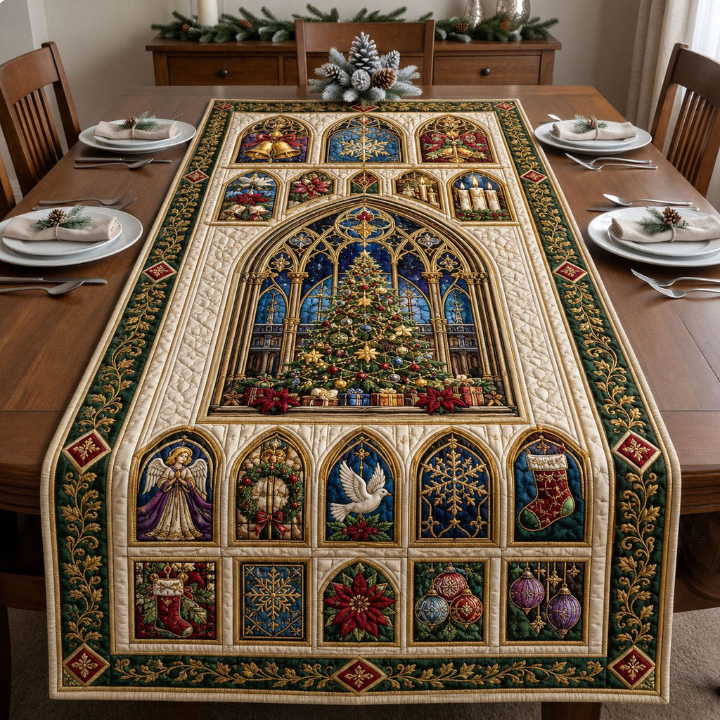 Christmas Cathedral Window Table Runner