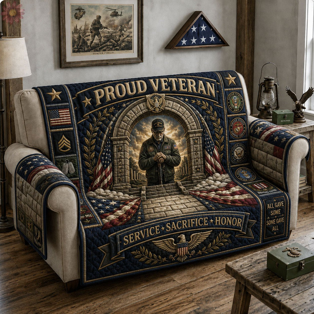 Proud Veteran Memorial Sofa Cover