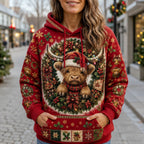 Highland Christmas hoodie, all-over print