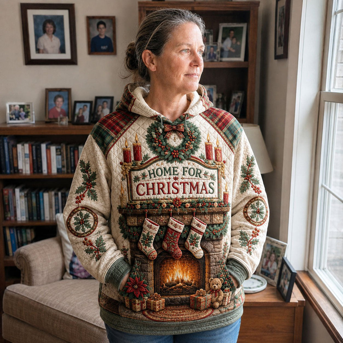 Home for Christmas hoodie, all-over print