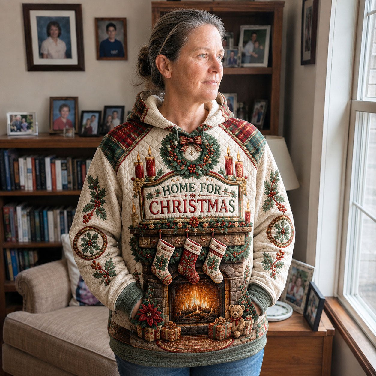 Home for Christmas hoodie, all-over print