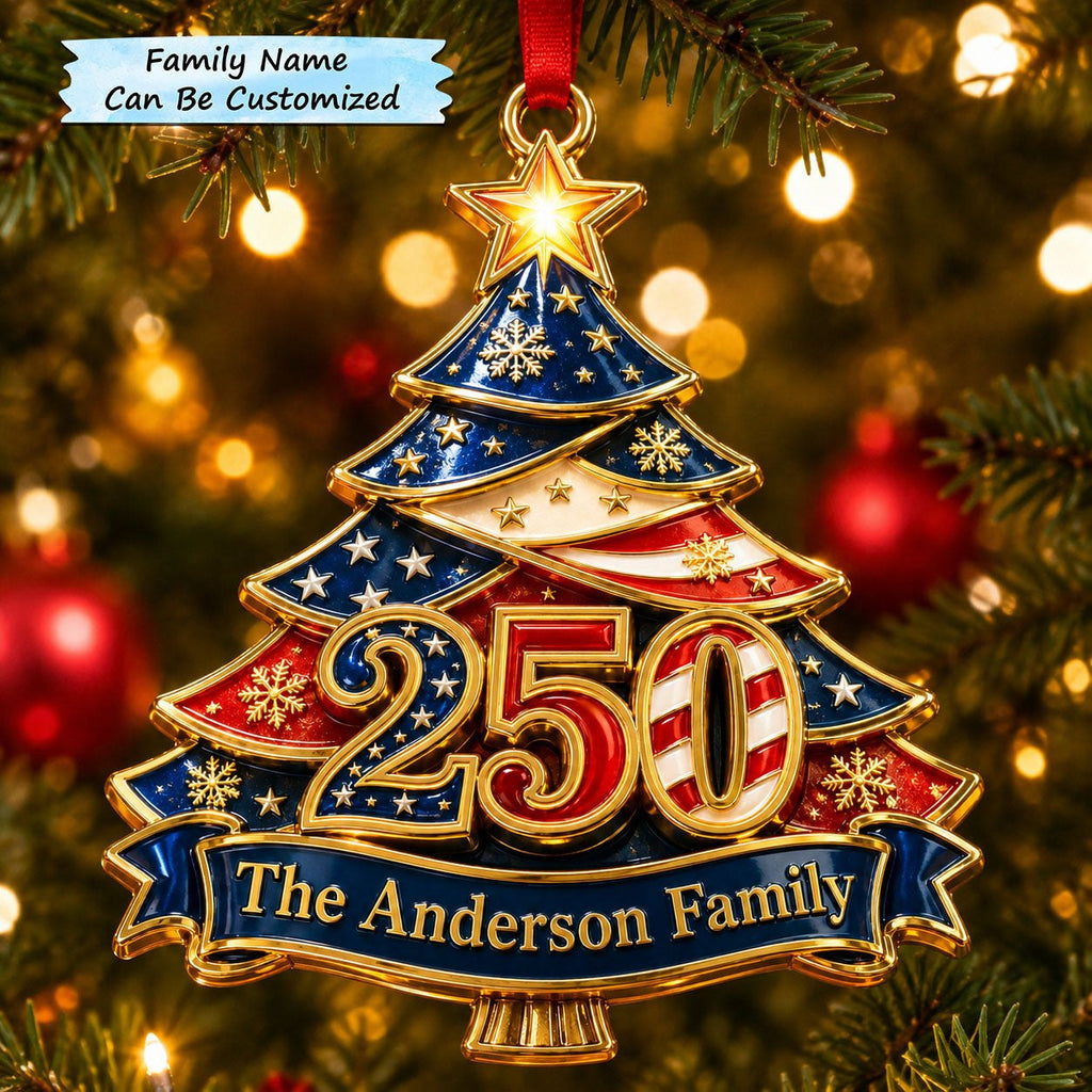 Patriotic Christmas Tree 250 Christmas Ornament