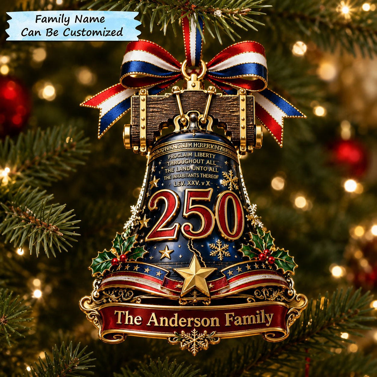 Liberty Bell Christmas 250 Christmas Ornament