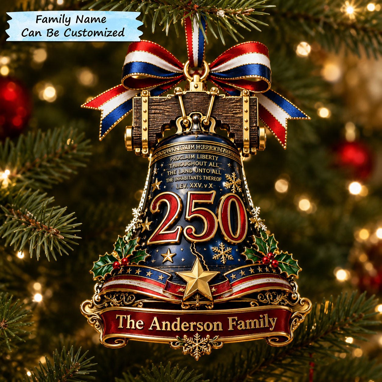 Liberty Bell Christmas 250 Christmas Ornament