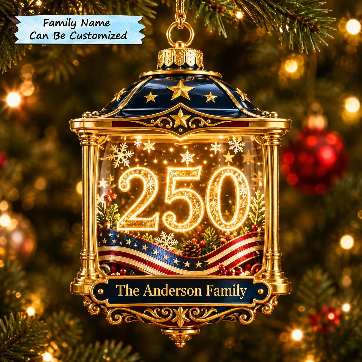 Liberty Lantern Christmas 250 Christmas Ornament