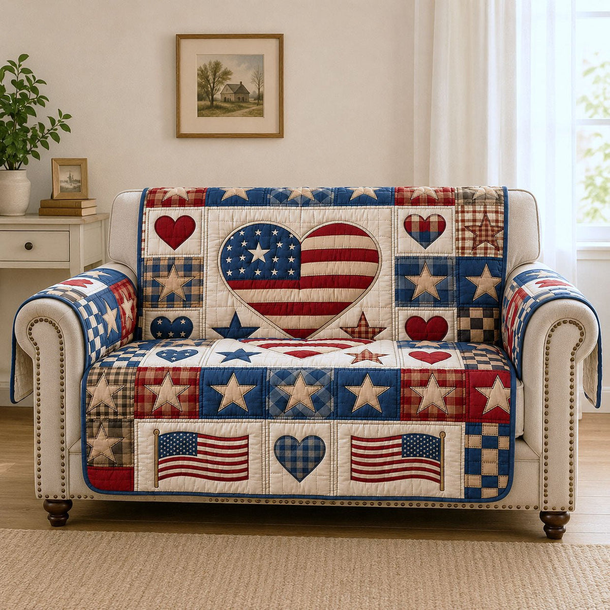 Usa Heart Sofa Cover