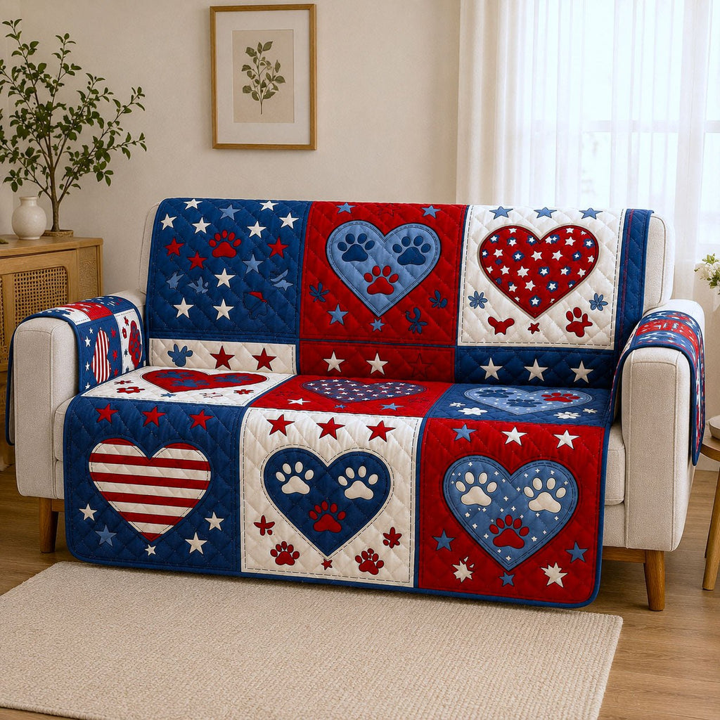 Usa Heart Paw Sofa Cover