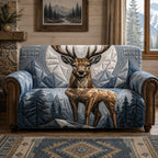 Deer on the Blue Winter Mountain Sofa Cover