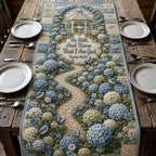 Blue Hydrangea Faith Garden Table Runner
