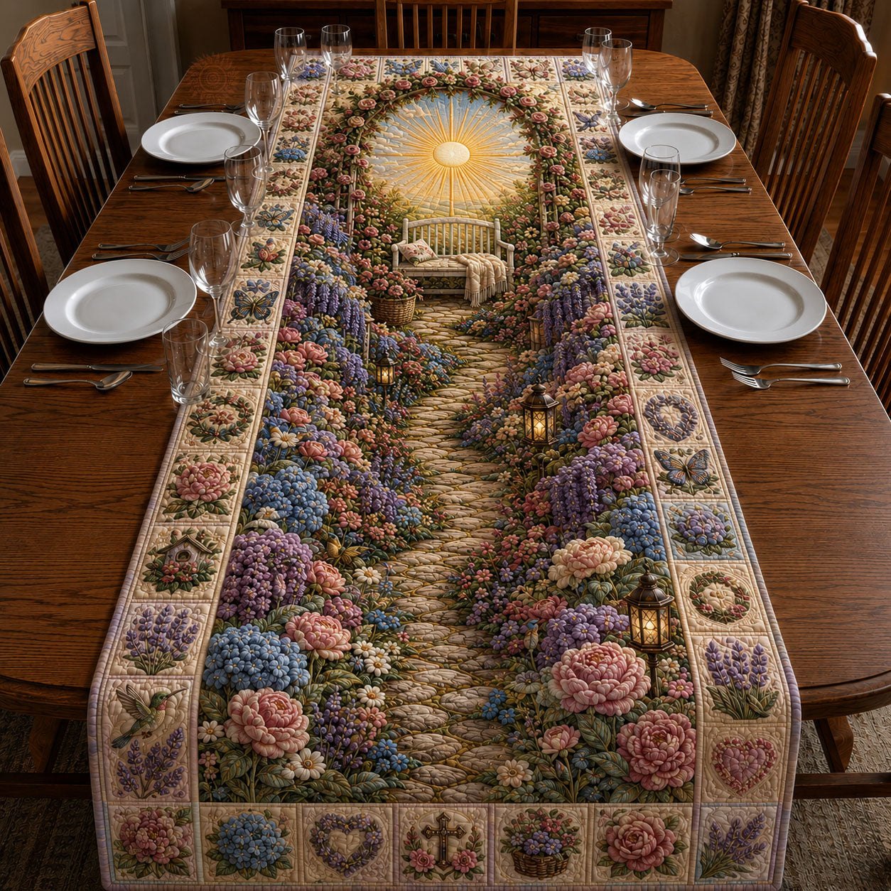 Sunlit Cottage Garden Table Runner
