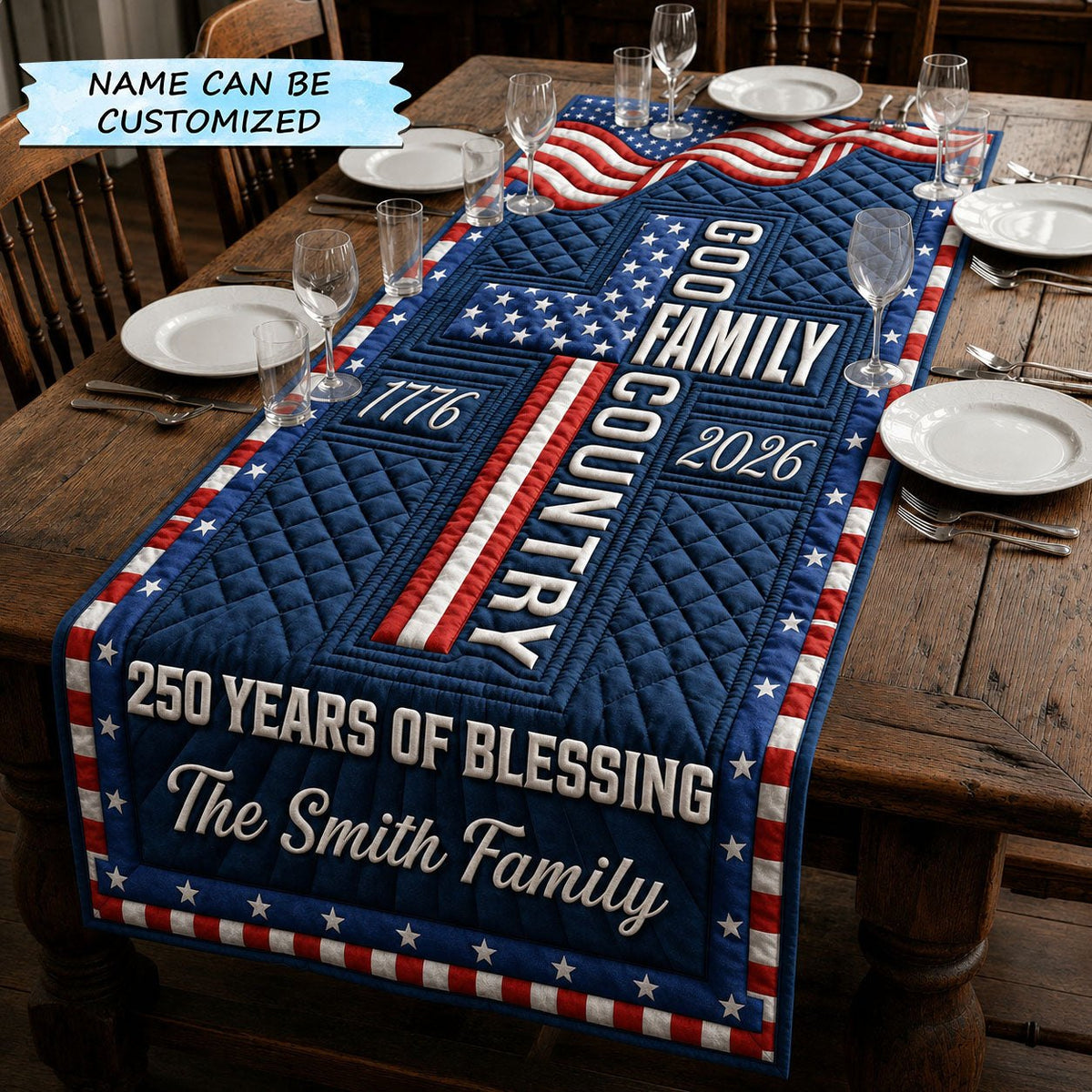 Oldschool American Flag Table Runner