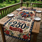Heritage American Flag Flowers Table Runner