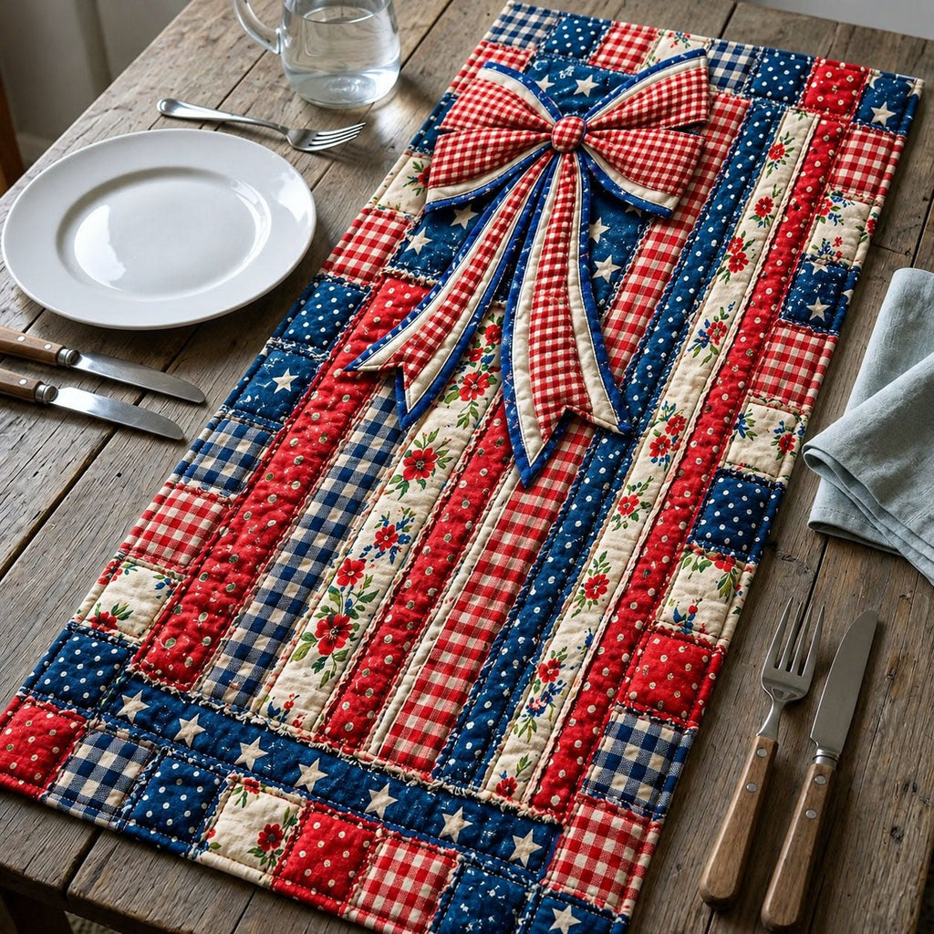 Vintage American Ribbon Bow Table Runner