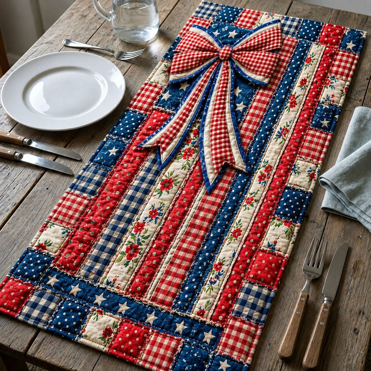 Vintage American Ribbon Bow Table Runner