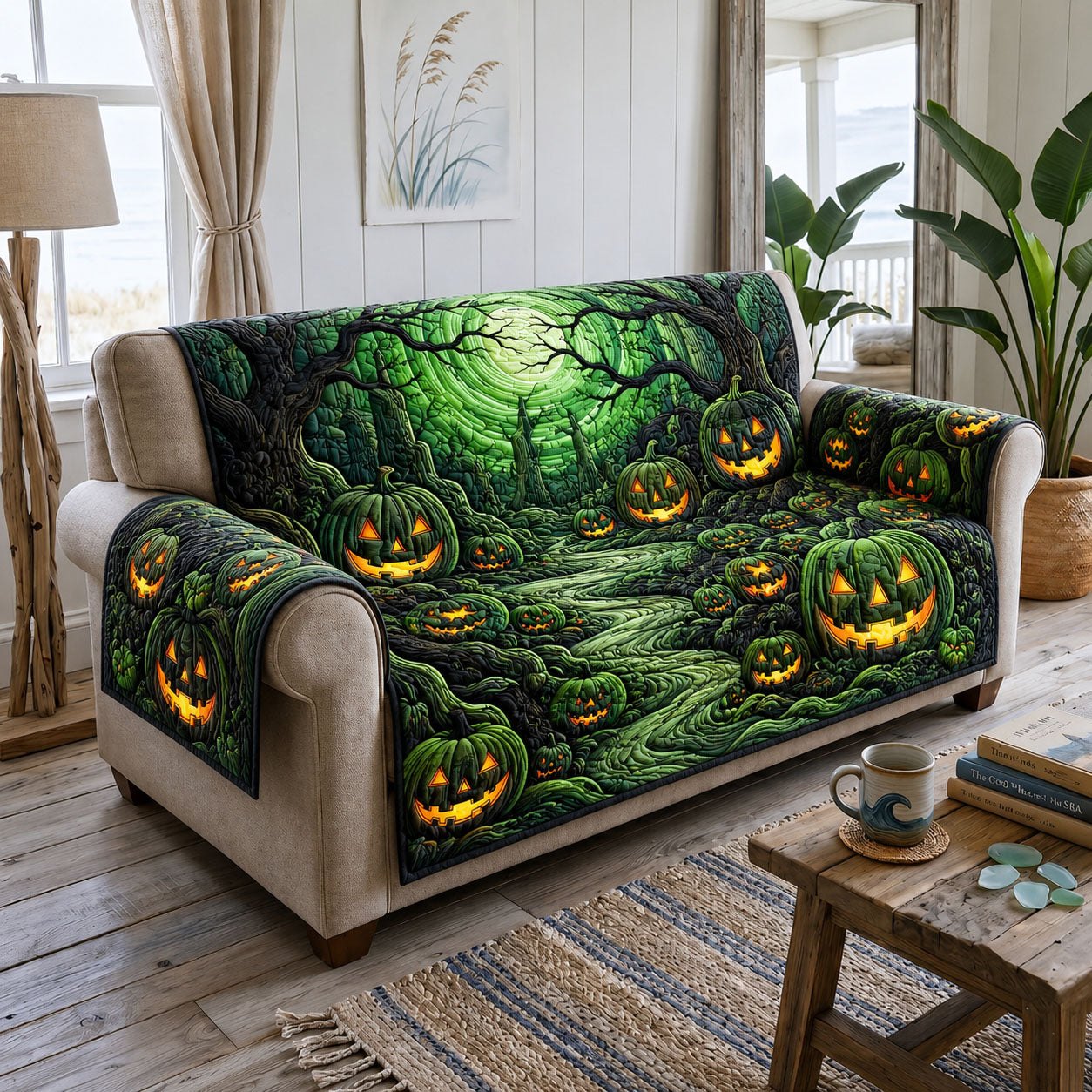 Scary Pumpkin Path Sofa Cover
