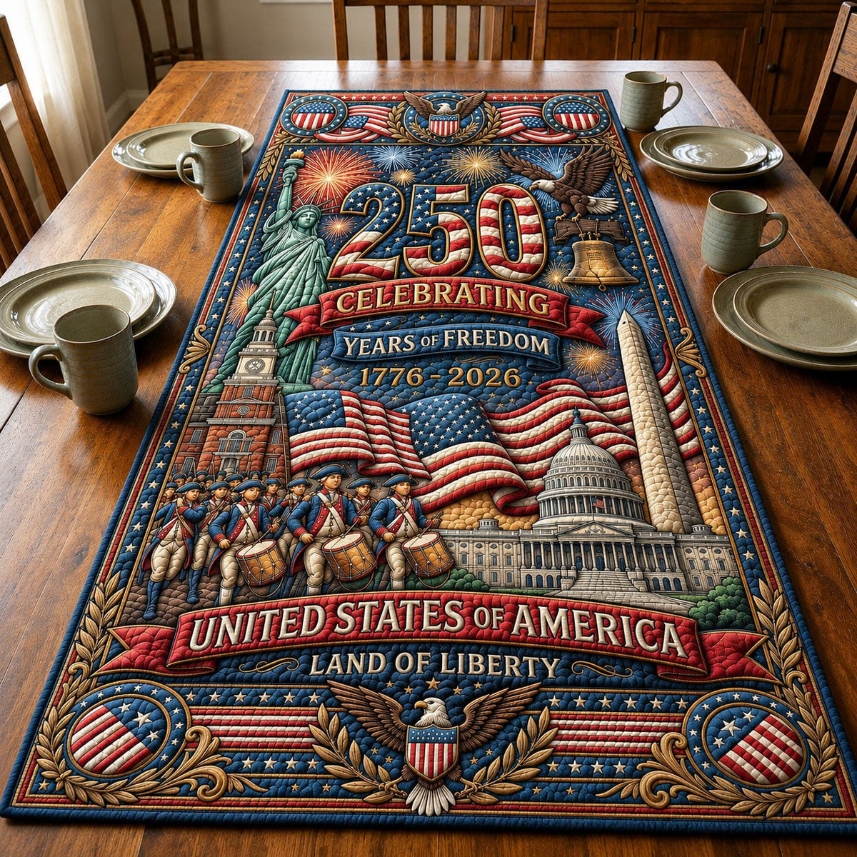 Celebrating 250 Years of Freedom Table Runner