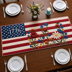 Classic America Flag Flowers Table Runner
