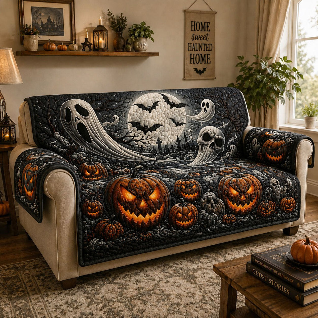 Ghostly Pumpkin Night Sofa Cover