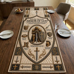 Armor of God Cross Shield Emblem Table Runner