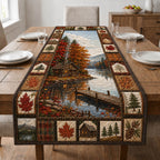 Autumn Lake with Wooden Dock Table Runner