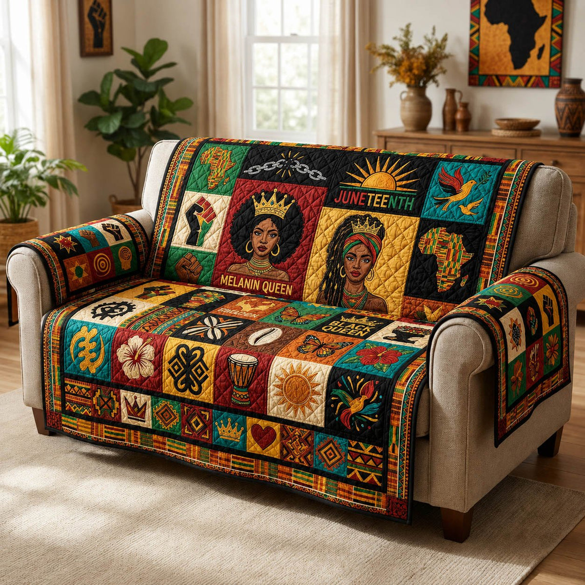 Melanin Queen Patchwork Sofa Cover