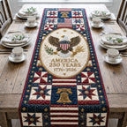 America 250 Years Liberty Bell Blocks Table Runner