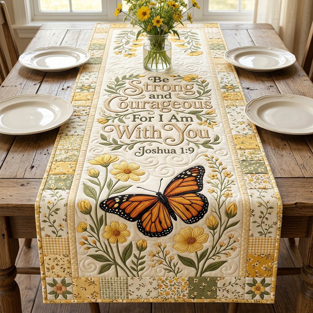 Be Strong and Courageous with Butterfly Table Runner