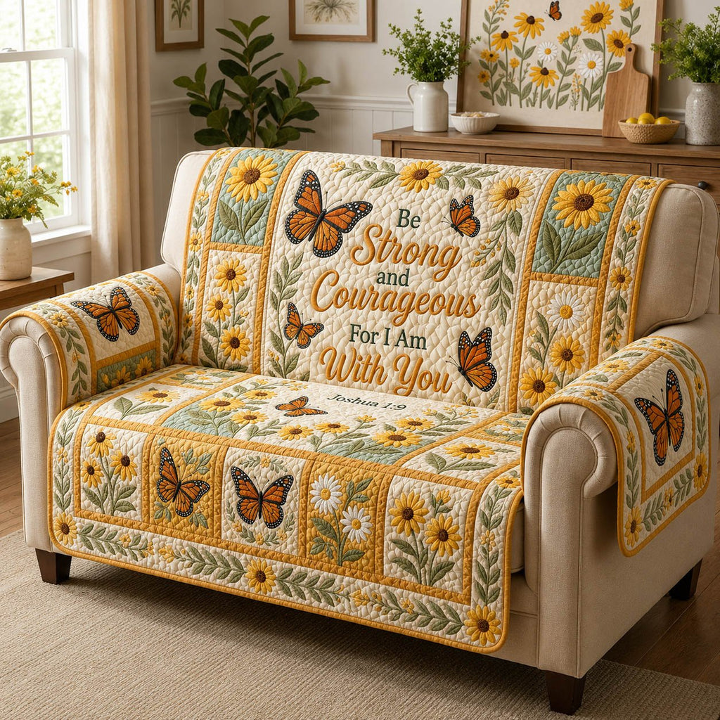 Be Strong and Courageous Butterflies Sofa Cover