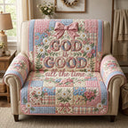 God Is Good Pink Gingham Blooms Sofa Cover
