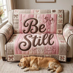 Be Still on Blush Pink Sofa Cover