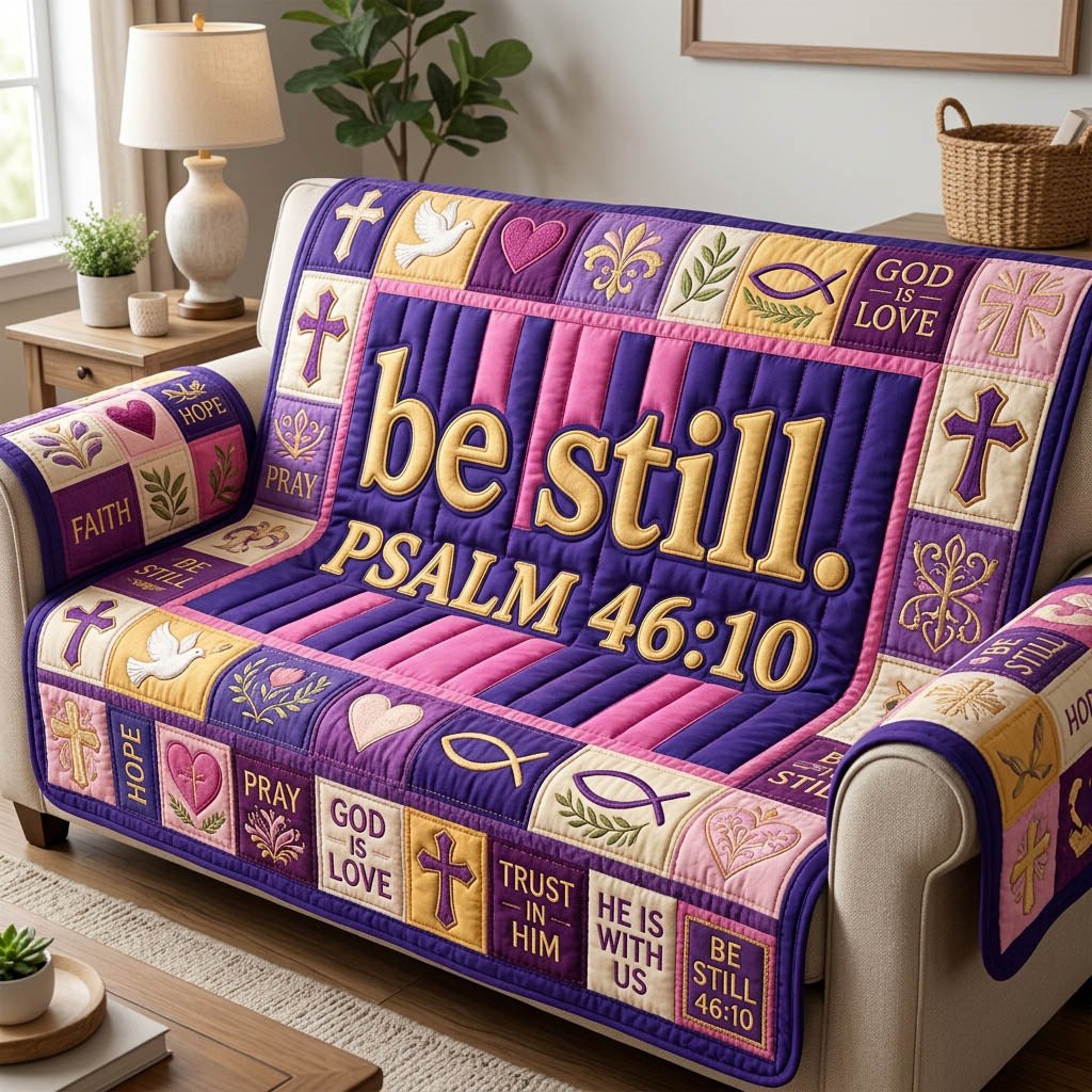Be Still Psalm 46 10 Banner Sofa Cover