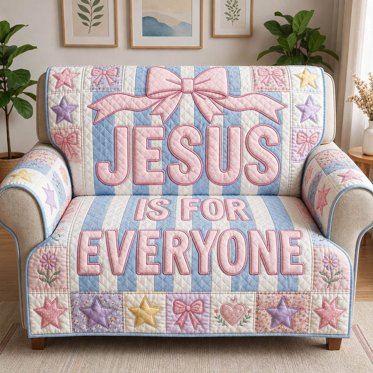 Jesus Is for Everyone Stripped Pattern Sofa Cover